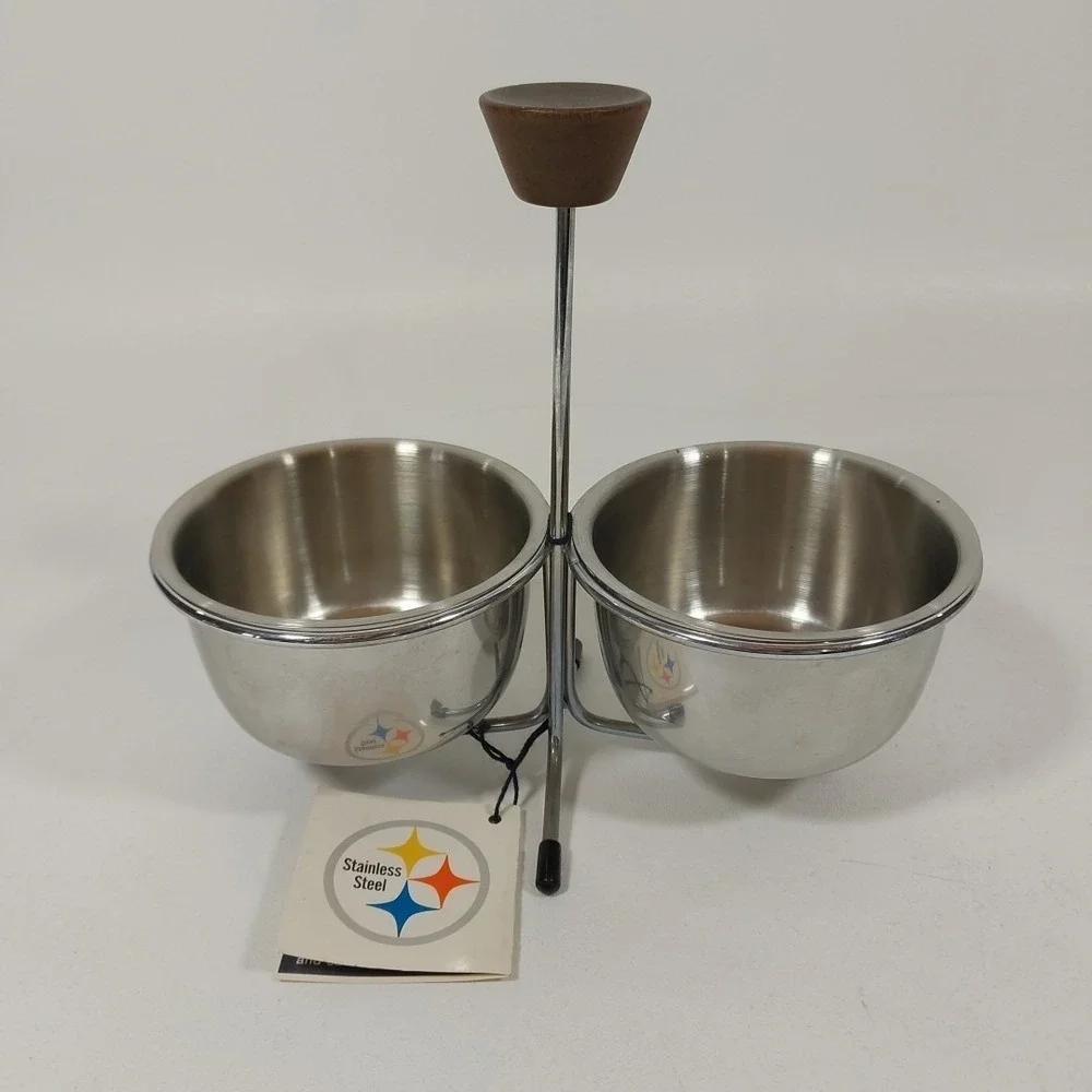 Vtg MCM 2- Condiments stainless steel caddy‎